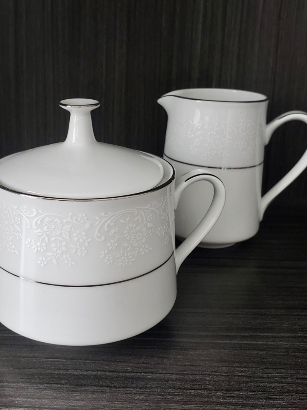 NORITAKE CONTEMPORARY TAHOE 2585 ~ CREAMER AND SUGAR W/LID Exc Cond
